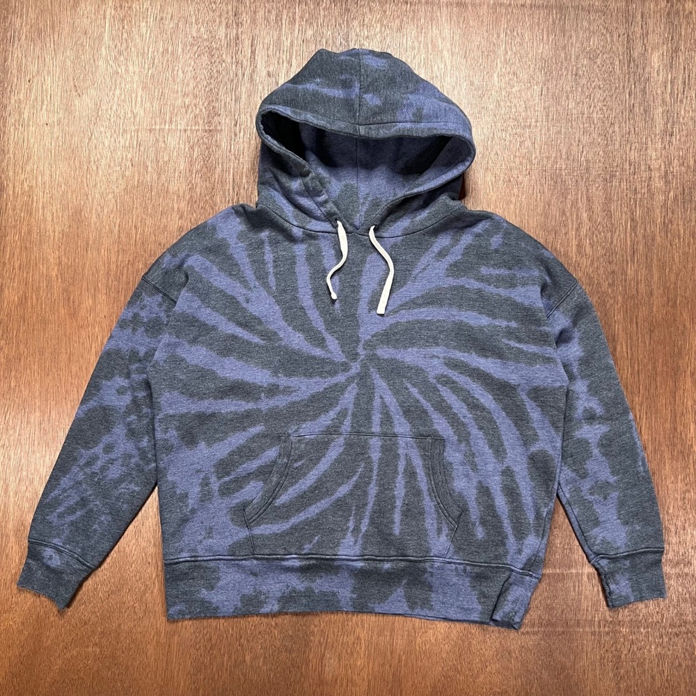 Zella Womens XL Blue Tie Dye Spiral Hoodie Sweatshirt Thumbholes NR446307MI FA20